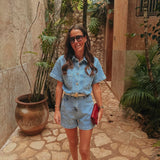 HERE FOR SUNSHINE BLUE DENIM PLAYSUIT