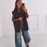 PRIMROSE BURGUNDY SLEEVELESS LEATHER JACKET