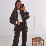 DAGMAR BROWN CHECKERED BLOUSE