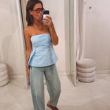 CHARLIE LIGHT BLUE STRAPLESS TOP