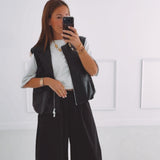 GEMMA BLACK LEATHER SLEEVELESS JACKET