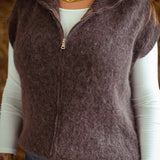 AURIELLE BROWN KNITTED ZIP SWEATER