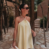 CARACOLA LIGHT YELLOW HALTER DRESS
