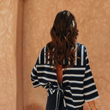 SOMAYA DARK BLUE STRIPED T-SHIRT