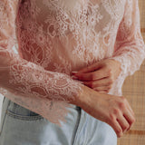ELENA LIGHT PINK LACE LONGSLEEVE TOP