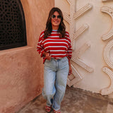 SOMAYA RED STRIPED T-SHIRT