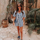 ILUSION DARK BLUE/WHITE STRIPED PLAYSUIT