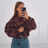 NAIDA BURGUNDY CHECKERED JACKET
