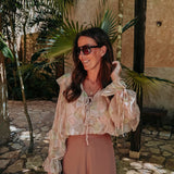 DESCANSO BEIGE RUFFLE BLOUSE