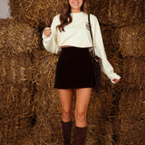 RENNAH BROWN RIBBED SKIRT