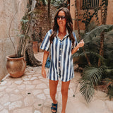 ILUSION DARK BLUE/WHITE STRIPED PLAYSUIT