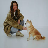 EVELYNE OLIVE GREEN SHINY LEATHER JACKET