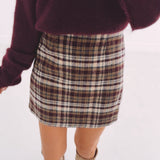 JASMIJN BURGUNDY CHECKERED SKIRT