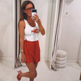 COQUETA RED LINEN SKORT