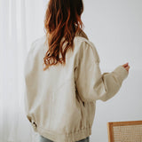 EVELYNE BEIGE SHINY LEATHER JACKET
