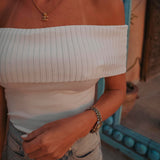 TAHANI WHITE OFF SHOULDER TOP