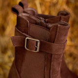 NIAMH BROWN SUEDE BELT BOOTS