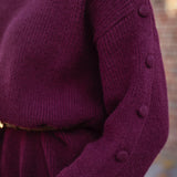 AUTUMN SOUL BURGUNDY KNITTED DRESS