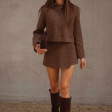 MAROON BROWN CHECKERED TWO-PIECE SET