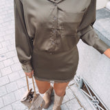 ELUNIE KHAKI SATIN BLOUSE