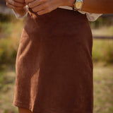 SUNSETRIDGE CAMEL SUEDE SKIRT