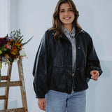 CLARISSE DARK BLUE LEATHER JACKET