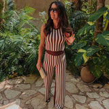 PRE-ORDER ELION BROWN/BEIGE STRIPED TWO-PIECE SET