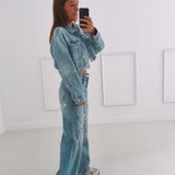 ASHTON LIGHT BLUE HEART DENIM JACKET 352