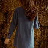 MISTY MORNING DARK BLUE DENIM DRESS