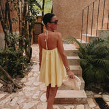 CARACOLA LIGHT YELLOW HALTER DRESS