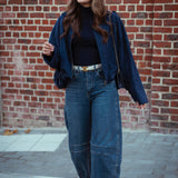 HYACINTH DARK BLUE SUEDE JACKET