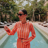 NOCHE ORANGE/PINK CROCHET BLOUSE