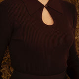 ROSAMUND BROWN RIBBED LONGSLEEVE SHIRT