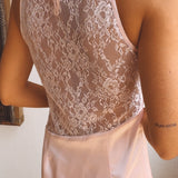 MIJAS LIGHT PINK LACE SATIN DRESS