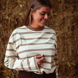 SELAH ECRU STRIPED LONGSLEEVE SHIRT
