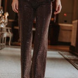 BROWN RHINESTONE STRAIGHT JEANS A3818
