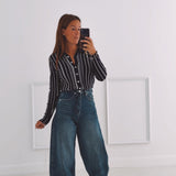 LIORA DARK BLUE STRIPED BUTTON PULL