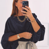 JASMINE DARK BLUE BLOUSE