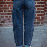 DARK BLUE BARREL JEANS DX6017
