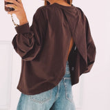 DELMA BROWN OPEN BACK SWEATER