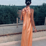 PRE-ORDER MOON OVER MARRAKESH PEACH HALTER DRESS - PS THE LABEL