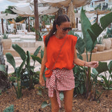 MICHELLE RED CHECKERED SKORT