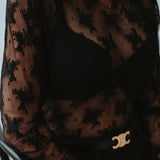 MIRABELLE BLACK LACE LONGSLEEVE TOP