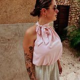 LUMBRE LIGHT PINK HALTER TOP