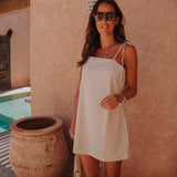 SHURUQ SUMMER BEIGE LINEN DRESS
