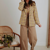 IMARA YELLOW/BEIGE CHECKERED BLAZER