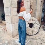 GISELE WHITE CROPPED BLOUSE