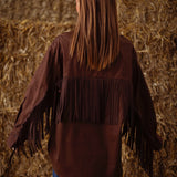 MUSTANG BROWN FRINGE BLOUSE
