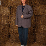 BARENYS DARK BLUE PRINT OVERSIZED BLAZER