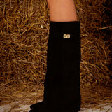 PAGE BLACK SUEDE FOLD OVER BOOTS